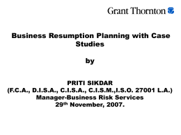 Business Resumption Planning with Case Studies by PRITI
