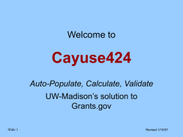 Cayuse 424 Training - University of Wisconsin–Madison