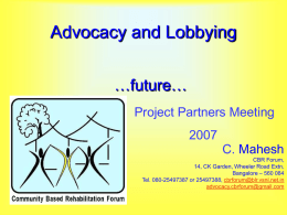 Advocacy and Lobbying...Future