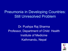 Pneumonia in developing countries: still unresolved problem
