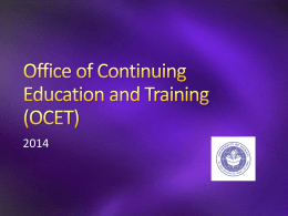 Office of Continuing Education (OCET)