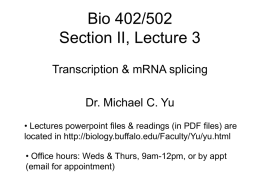 Bio 402/502 Section II, Lecture 1