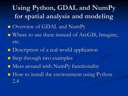 Using Python, GDAL and NumPy for spatial analysis