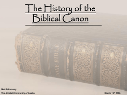 The History of the Biblical Canon
