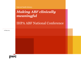 Making ABF clinically meaningful - IHPA
