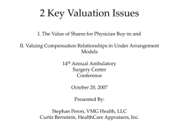 2 Key Valuation Issues The Value of Shares for Physician