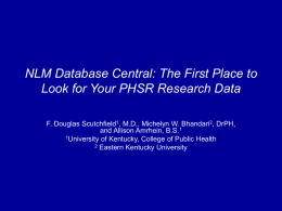 NLM Database Central: The First Place to Look for Your