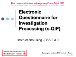 JPAS User Training - ISAC Webpage