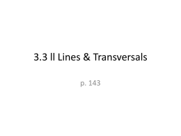 3.3 ll Lines & Transversals - Miami Killian Senior High School