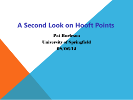 A Second Look on Hooft Points