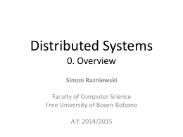 Distributed Systems 0. Overview