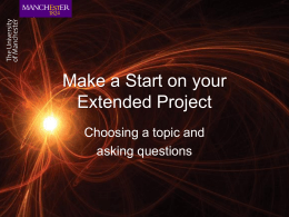 Getting started on your Extended Project