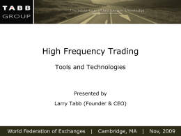 Larry Tabb - World Federation of Exchanges