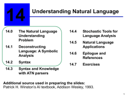 Ch. 14: Understanding Natural Language