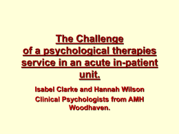 The Challenge of a psychological therapies service in an
