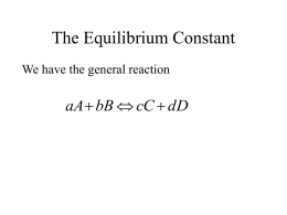 The Equilibrium Constant - RIT - People