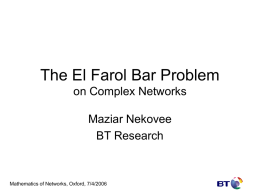 The El Farol Bar Problem on Complex Networks