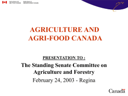AGRICULURE AND AGRI-FOOD CANADA-PFRA