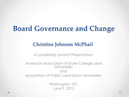 Leading and Managing Governance Change