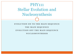 PHY111 Stellar Evolution - University of Sheffield