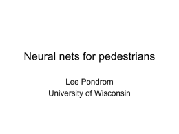 Neural nets for pedestrians - University of Wisconsin