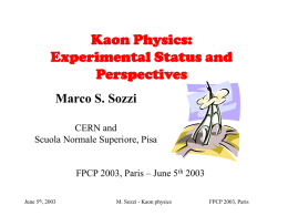 Kaon Physics: Experimental Status and Perspectives