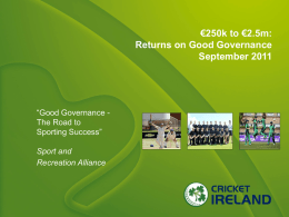 250K to €2.5m Cricket Ireland – Returns on Good Governance