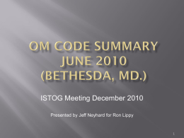 OM CODE SUMMARY December 2005