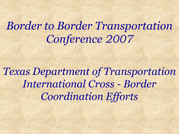 Texas Border and Corridor Activties
