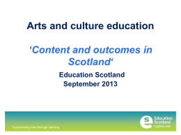 Arts and culture education – ‘Content and outcomes in