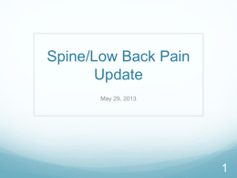Spine/Low Back Pain Update