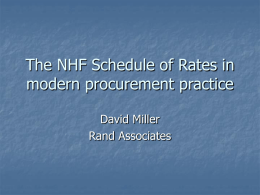 The NHF Schedule of Rates in modern procurement practice