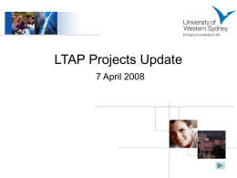 LTAP Projects Update - University of Western Sydney
