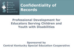 Confidentiality of Records Professional Development for