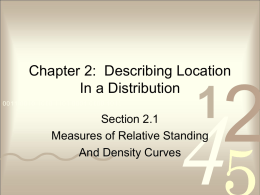 Chapter 2: Describing Location In a Distribution