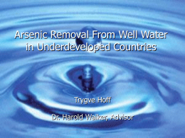 Arsenic Removal From Well Water in Underdeveloped Countries