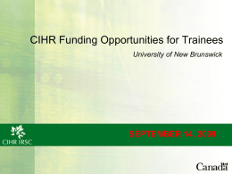 CIHR at Queen’s - University of New Brunswick