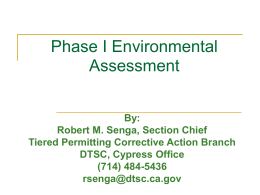 Phase I Environmental Assessment Inspection
