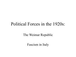 Political Forces in the 1920s