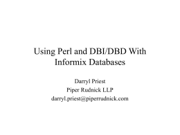 Using Perl and DBI/DBD With Informix Databases