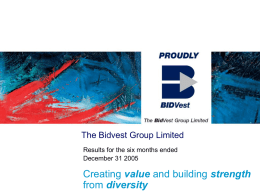 Name of Presentation - Bidvest