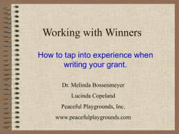 Working with Winners - Peaceful Playgrounds