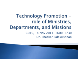 Technology Promotion- role of ministries, Departments, and