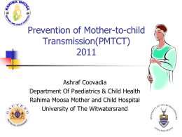 Mother-to-child transmission and infant diagnosis