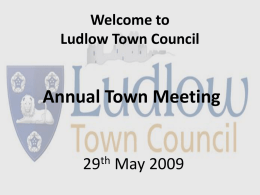 Welcome to Ludlow Town Council Town Meeting