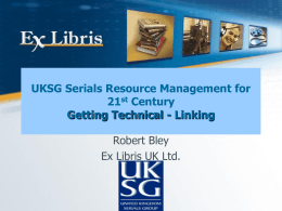 UKSG SRM Seminar - 'Getting Technical' slot