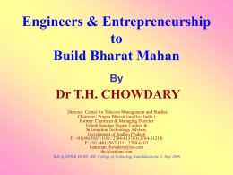 Engineers & Entrepreneurship to Build Bharat Mahan