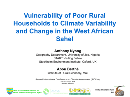 Vulnerability of Poor Rural Households to Climate