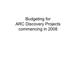 Budgeting for ARC Discovery Projects commencing in 2007