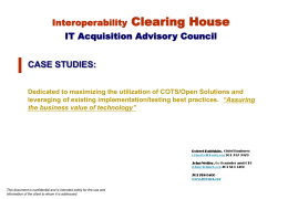Past Experience Case Studies - Interoperability Clearinghouse